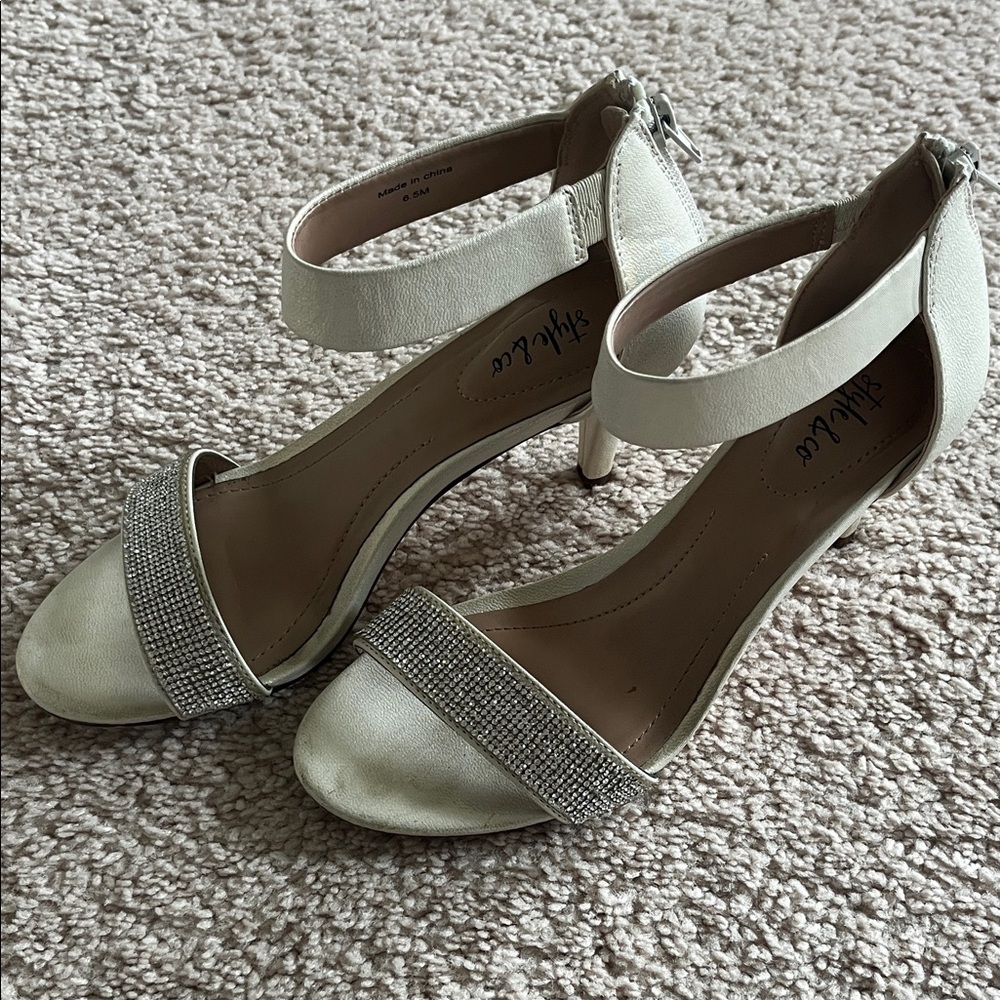 Style & Co Ivory Heels with Sparkling Strap